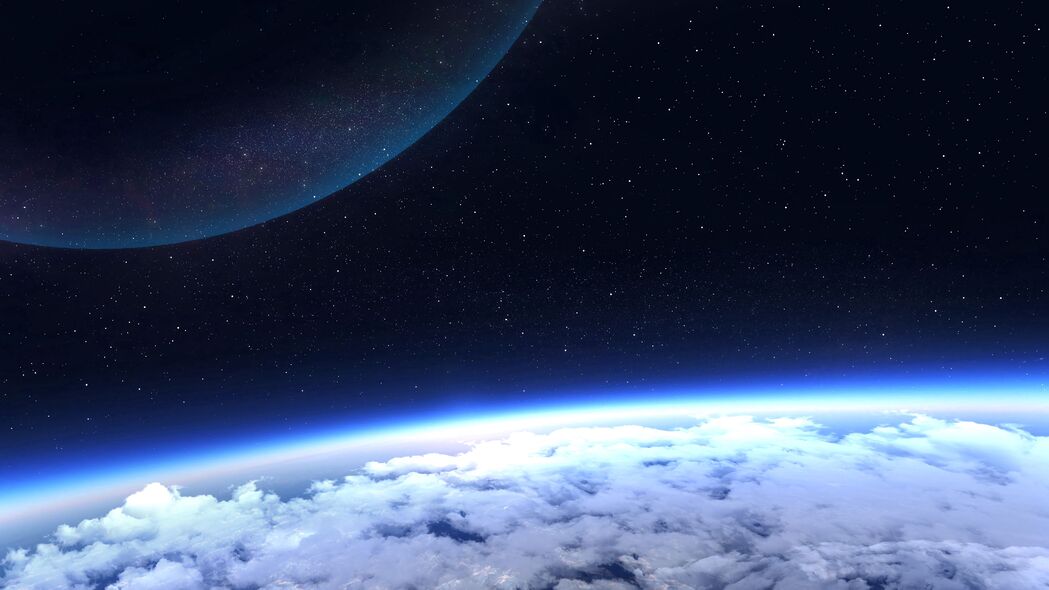 3840x2160高清壁纸，行星大气层辉光，空间星星璀璨背景图片，免费下载