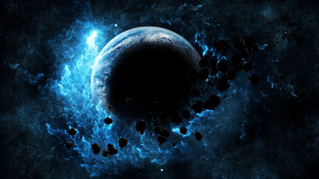 3840x2160高清行星辉光壁纸，小行星闪光，明亮太空背景，尽享4K视觉盛宴！