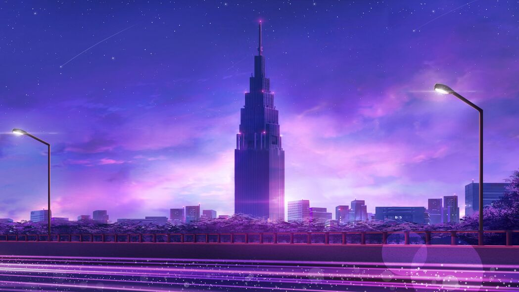 摩天大楼艺术，城市建筑紫色之美，精选4K高清壁纸3840x2160下载