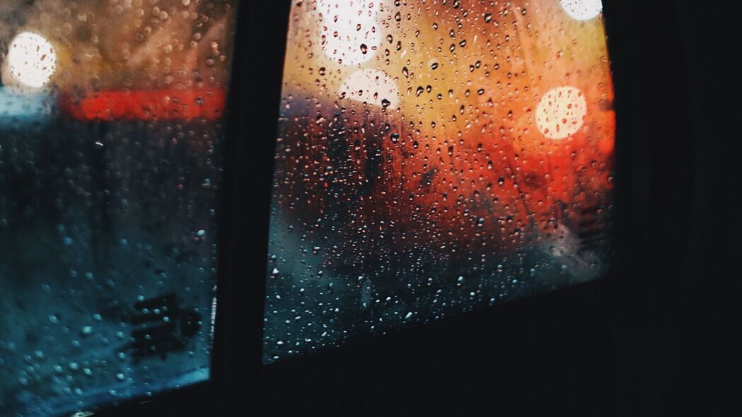窗户雨滴映汽车，玻璃眩光4K壁纸，高清3840x2160背景图片下载