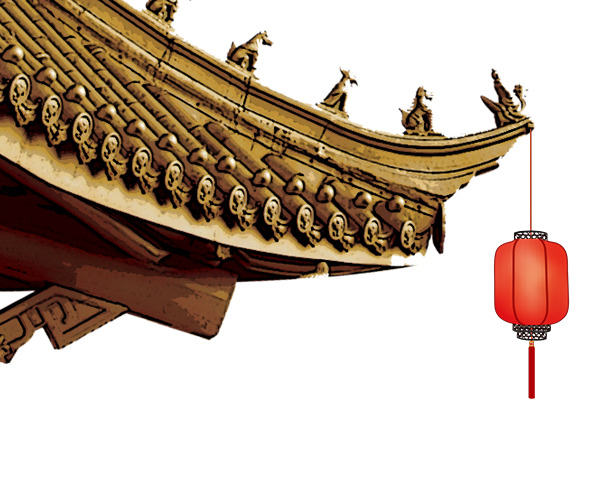 金色屋檐PNG透明图，中国风高清装饰元素，免费下载！