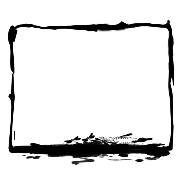 大气中国风泼墨框PNG素材，高清透明边框设计元素，免费下载
