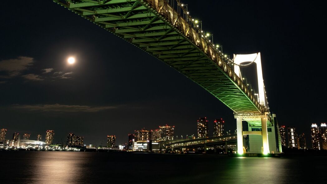 夜城桥梁璀璨，东京城市灯光4K高清壁纸，3840x2160超清风景图片下载