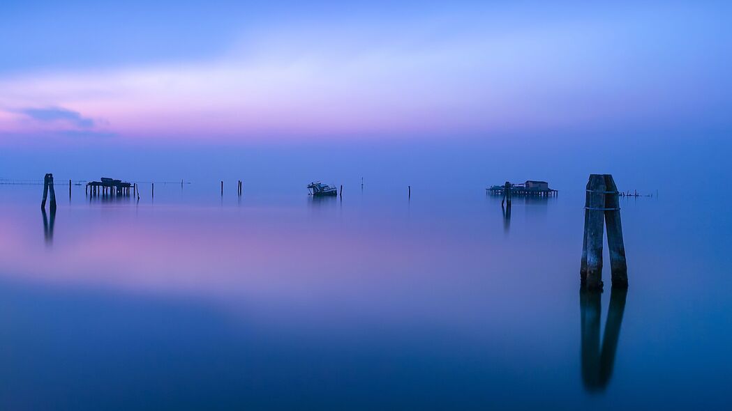 极简海景，渔民、地平线、大海之美，4K高清壁纸3840x2160免费下载