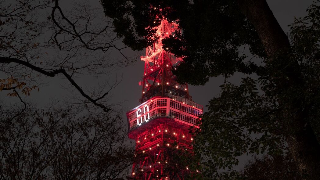 塔影映夜，东京分支之美，超高清4K夜晚背光壁纸，3840x2160免费下载