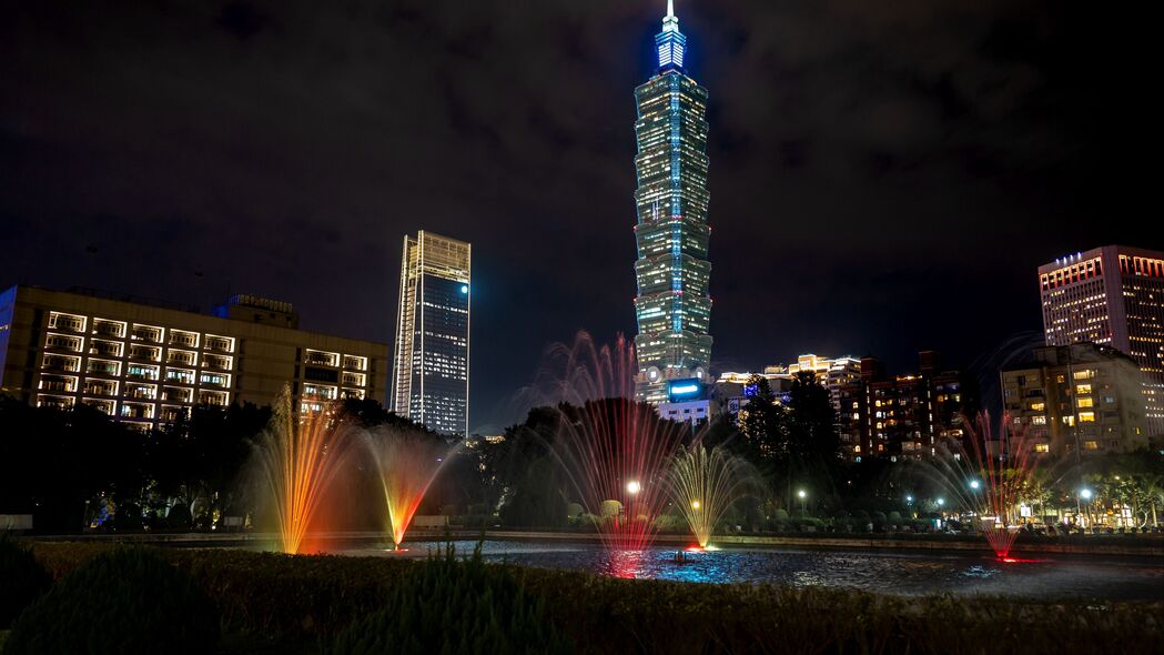 塔夜城璀璨灯光，台北城市夜景4K高清壁纸，台湾风情尽在眼前（3840x2160）