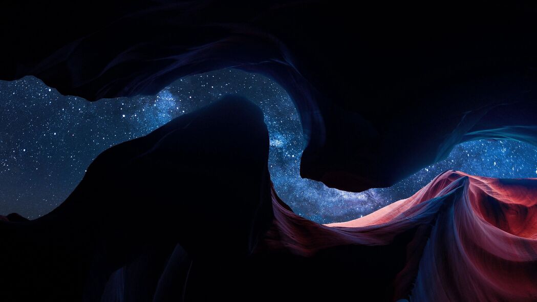 峡谷星空缝隙之美，超高清4K星星风景壁纸，3840x2160免费下载