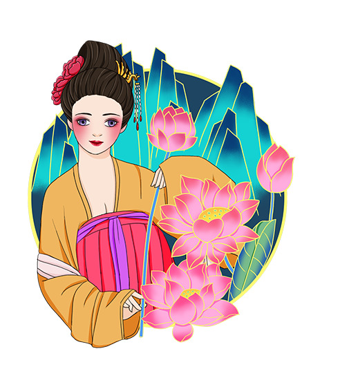 古代人物国潮风新年高清PNG，节日元素设计素材下载