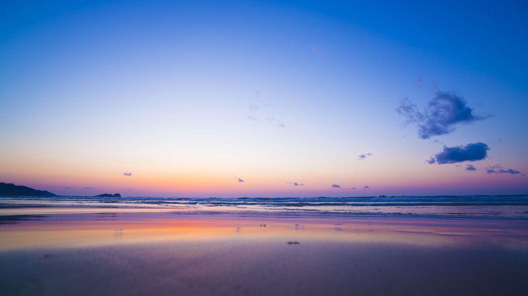 大海之美，海岸日落，地平线波浪，4K高清壁纸3840x2160下载