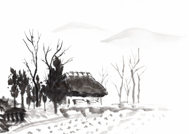 古风院落文化院景PNG素材，高清透明图片，笔触装饰元素，下载无忧
