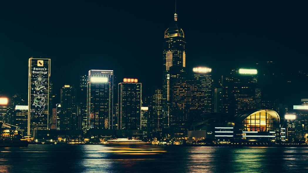夜城全景，香港城市灯光长曝光4K壁纸，超清3840x2160风景图片下载
