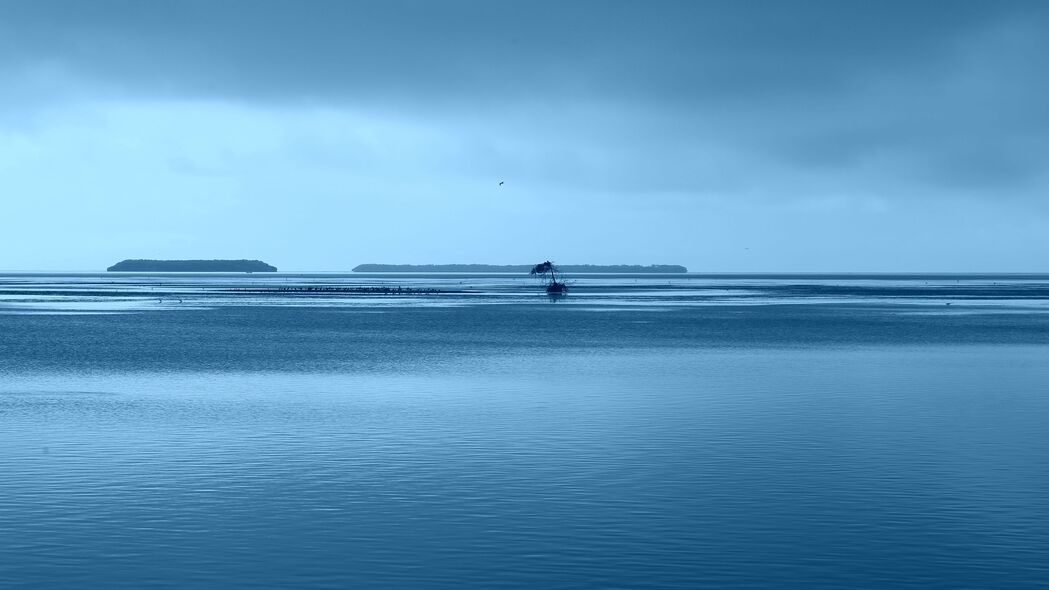 大海地平线黄昏极简主义4K壁纸，高清3840x2160背景图片下载