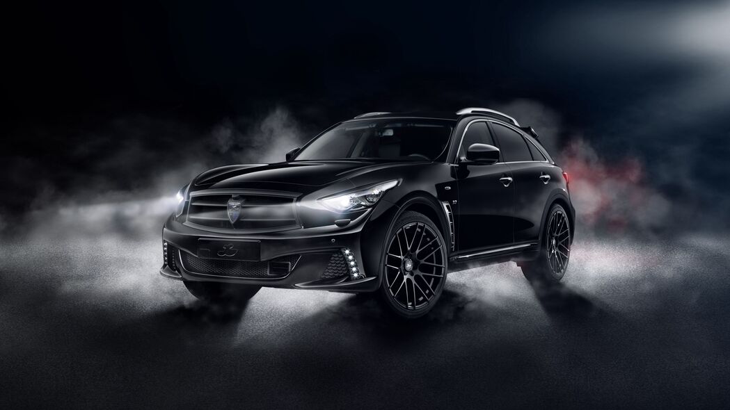 Infiniti QX70跨界版黑色4K超清壁纸，3840x2160高清汽车图片下载