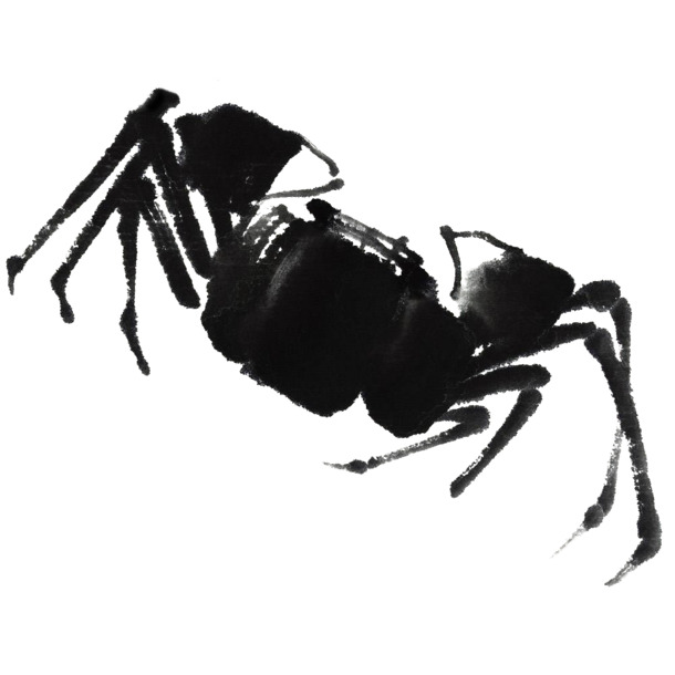 中国风水墨画蟹，高清PNG透明图片，笔触精致，装饰元素佳选，免费下载
