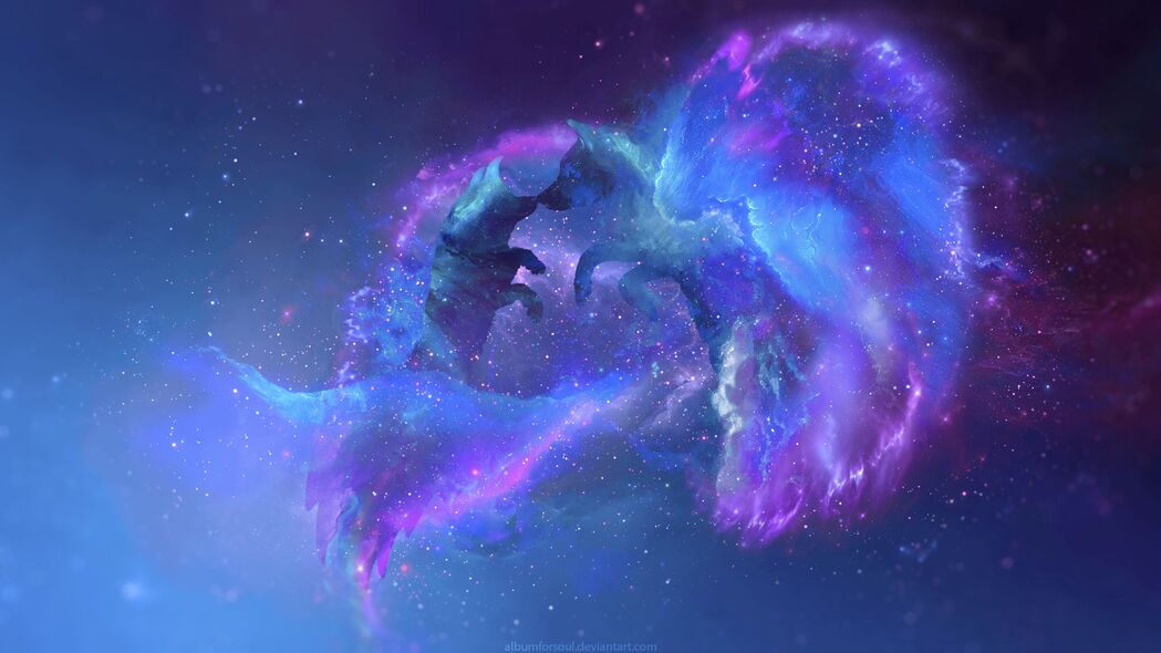 3840x2160高清壁纸，狼剪影、璀璨恒星与星系宇宙之美