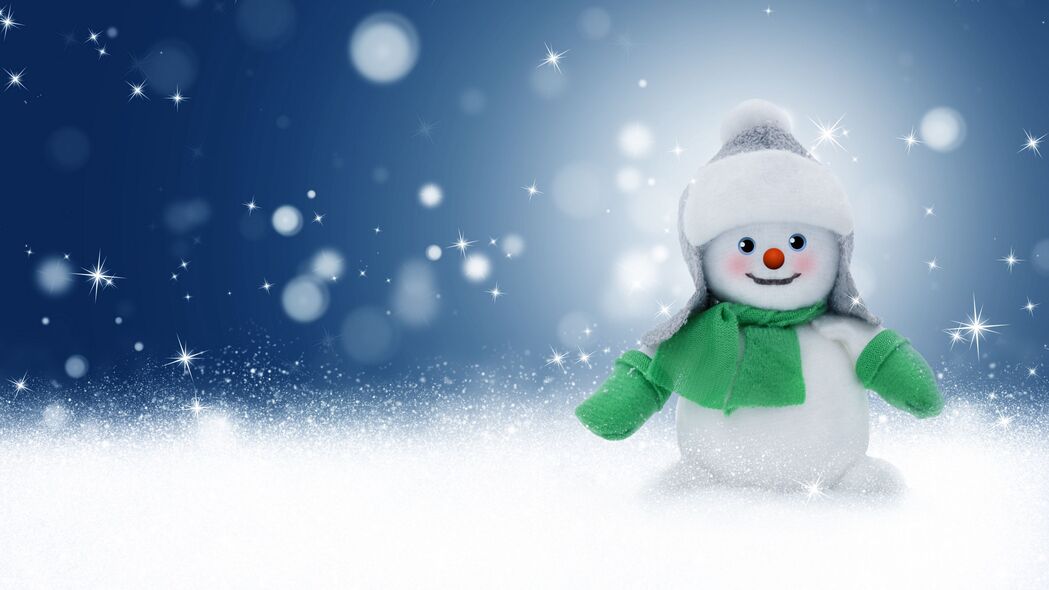 雪人玩具迎新年，圣诞眩光散焦美！4K高清壁纸3840x2160下载