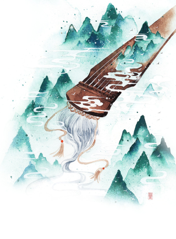 唯美古风手绘插画，高清PNG透明图片，中国风设计装饰元素，一键下载！