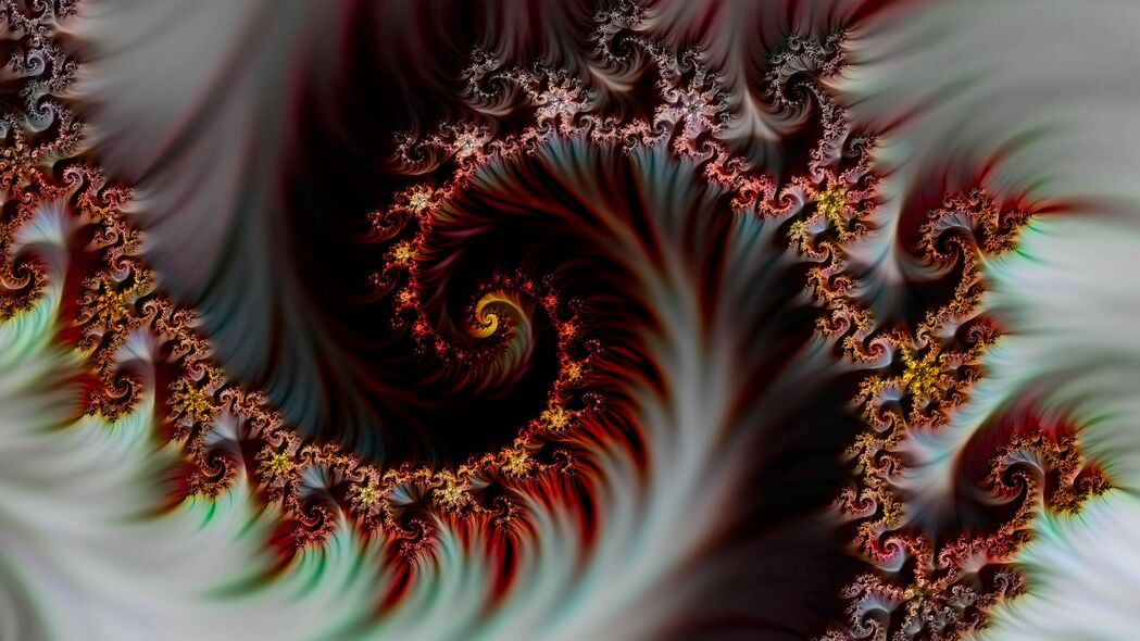 分形螺旋数字艺术，抽象未来感4K壁纸，高清3840x2160背景图片下载