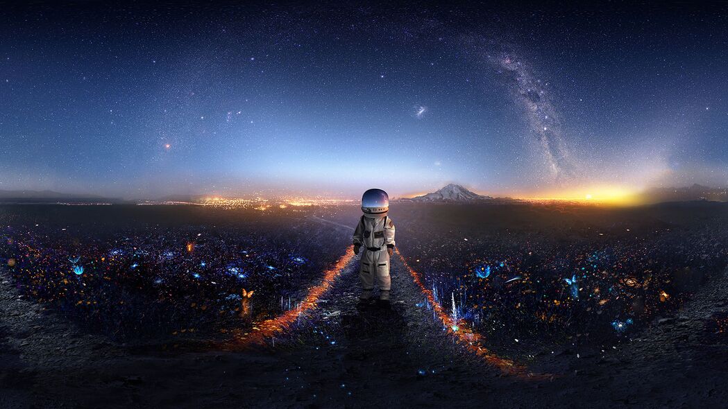 宇航员遨游太空，银河系星辰艺术，4K高清壁纸3840x2160免费下载