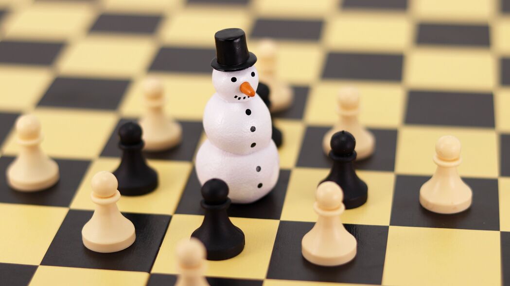 国际象棋人物棋子雪人主题 4K超高清壁纸 3840x2160下载