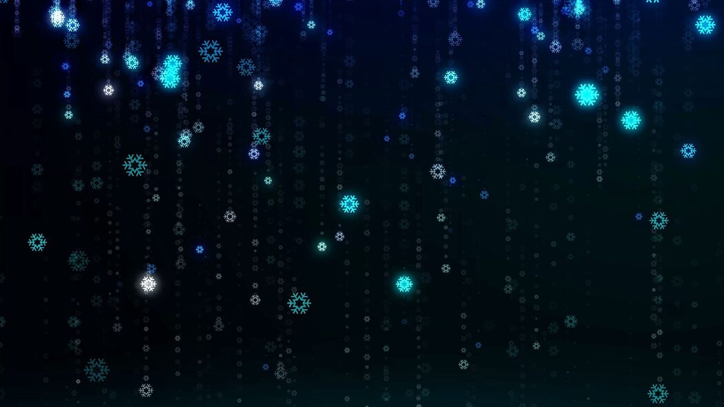 3840x2160高清雪花图案数字下降发光节日壁纸，精美4K背景图片下载