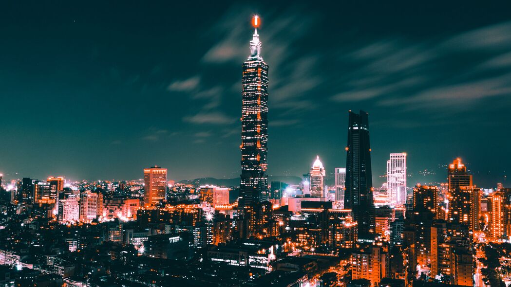 夜城之光，台湾摩天大楼俯瞰，4K超清壁纸3840x2160下载