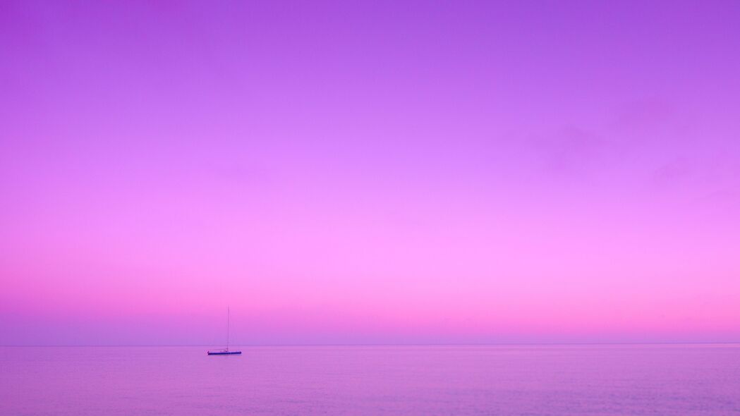 船映海天，淡紫天际线美景，4K高清壁纸（3840x2160）免费下载