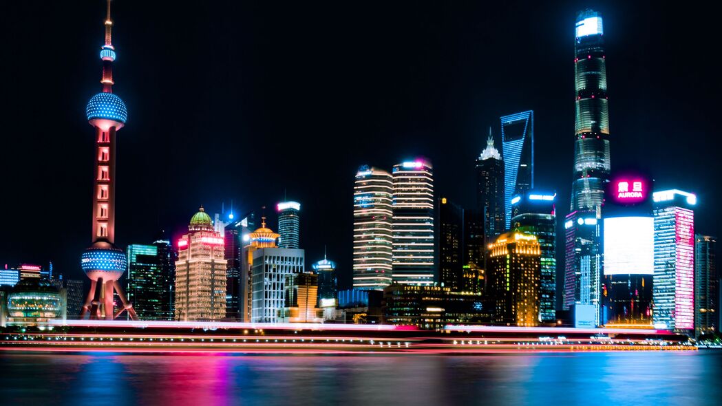 夜城璀璨，上海全景4K壁纸，高清3840x2160中国城市灯光风景图片下载