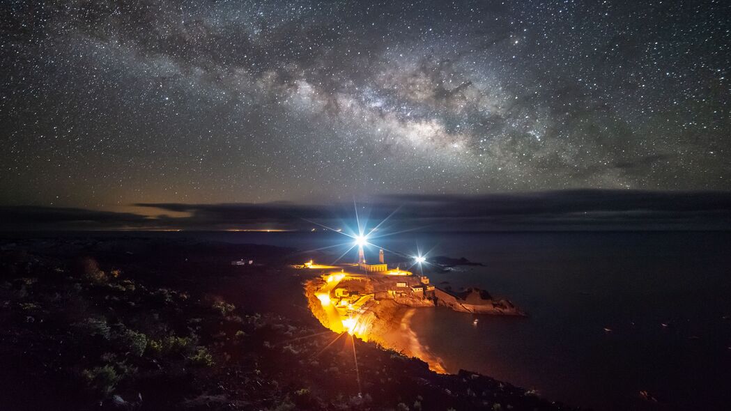 星空之美，La Palma西班牙夜晚照明，超高清4K风景壁纸（3840x2160）免费下载