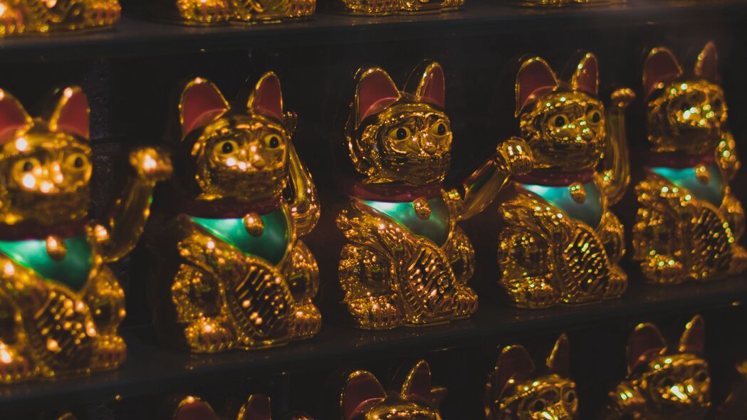 Maneki Neko金猫小雕像 4K超高清壁纸 3840x2160精美背景图片下载