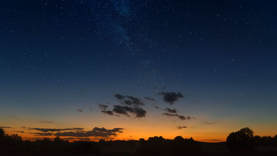 星空地平线日落夜晚云景，超清4K风景壁纸，3840x2160高清下载