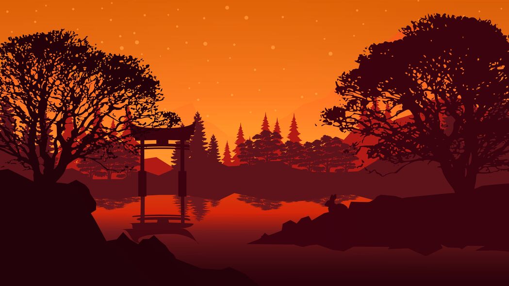 Torii风景壁纸，湖泊树木艺术之美，4K高清3840x2160背景图片下载