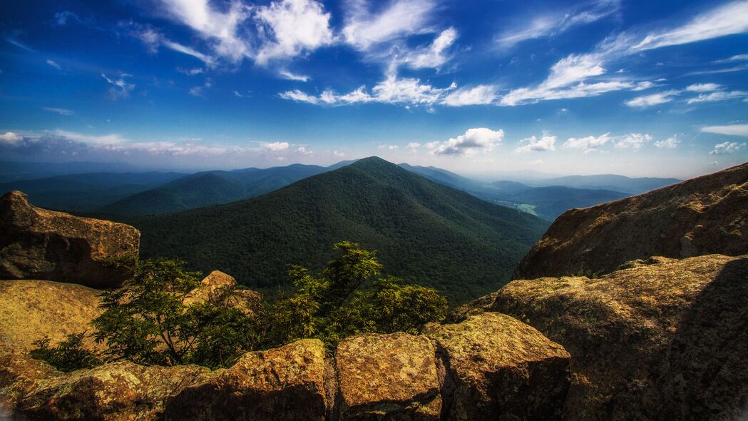 山楂山 Shenandoah国家公园山景，4K高清壁纸，顶部山石风光，3840x2160下载
