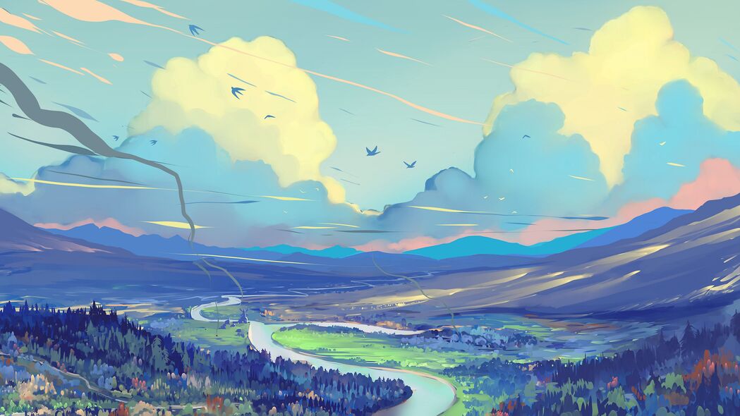 4K超清壁纸，风景艺术融合，道路山脉与天空之美，3840x2160高清下载