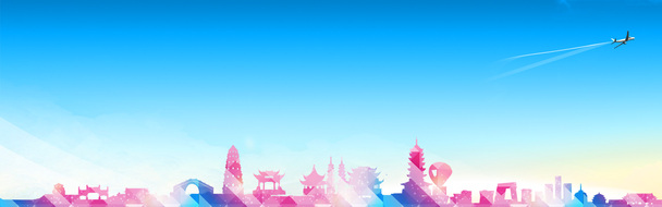 城市剪影PNG透明背景，高清banner海报设计素材下载