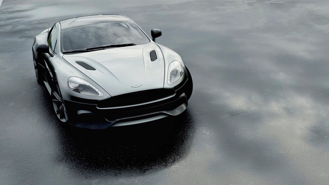 阿斯顿马丁DBS V12黑色正面壁纸，4K高清背景图片下载