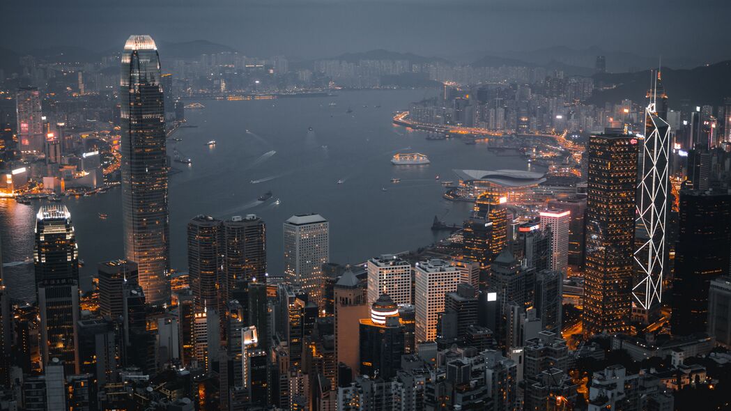 夜城璀璨，摩天大楼辉映香港灯光，超清4K壁纸3840x2160免费下载