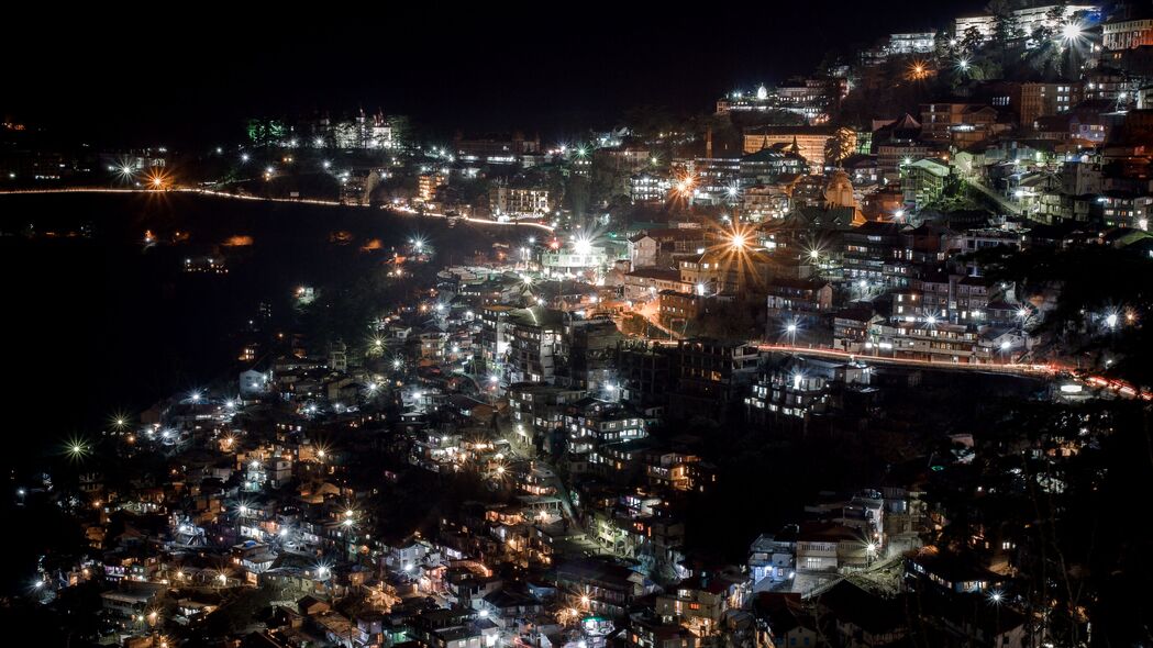 城市之夜，Shimla & Manali璀璨灯光，印度风情4K高清壁纸（3840x2160）下载