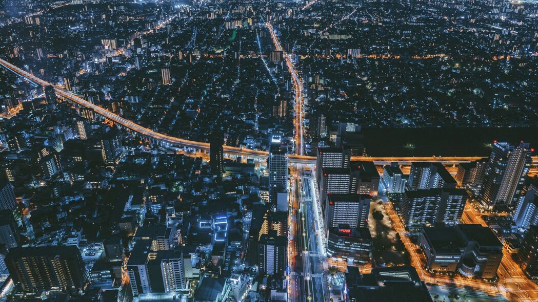夜城大阪俯瞰，绝美4K风景壁纸，3840x2160高清下载