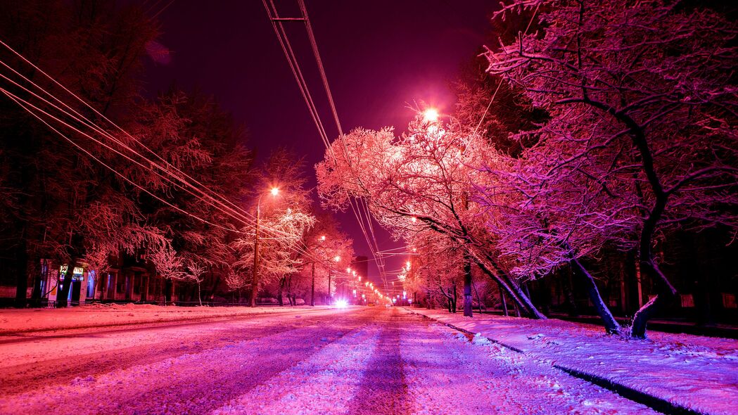 城市冬日雪景，Photoshop专属4K道路雪地壁纸，3840x2160高清下载