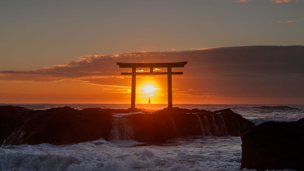 海拱门日落之美，鸟取日本风情4K高清壁纸，3840x2160极致分辨率，尽享自然风光