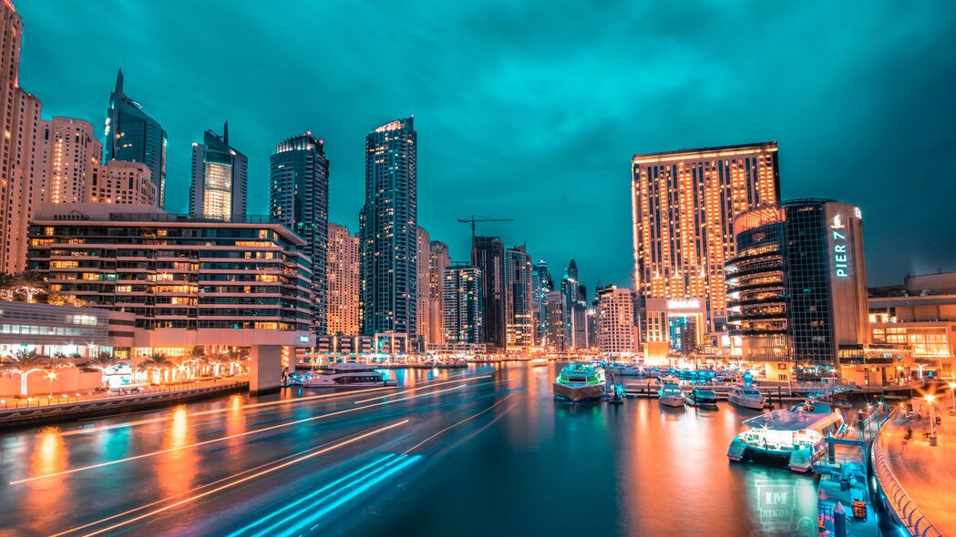 夜城摩天港景，4K超清壁纸，3840x2160高清下载，点亮你的屏幕！