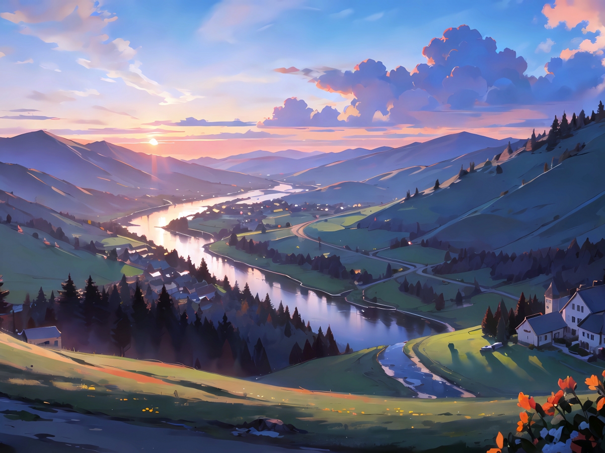 日落山谷绝美风景，高清平板电脑壁纸，2732x2048分辨率，一键下载！