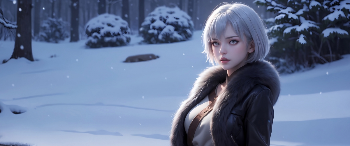 【高清下载】灵笼白月魁雪景带鱼屏壁纸 4K超清3440x1440动漫图片