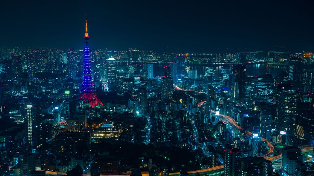 东京夜城摩天大楼，绝美4K高清壁纸（3840x2160）免费下载