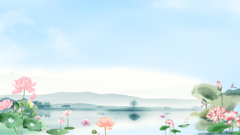 夏日粉嫩荷花背景，高清JPG文艺清新设计素材下载
