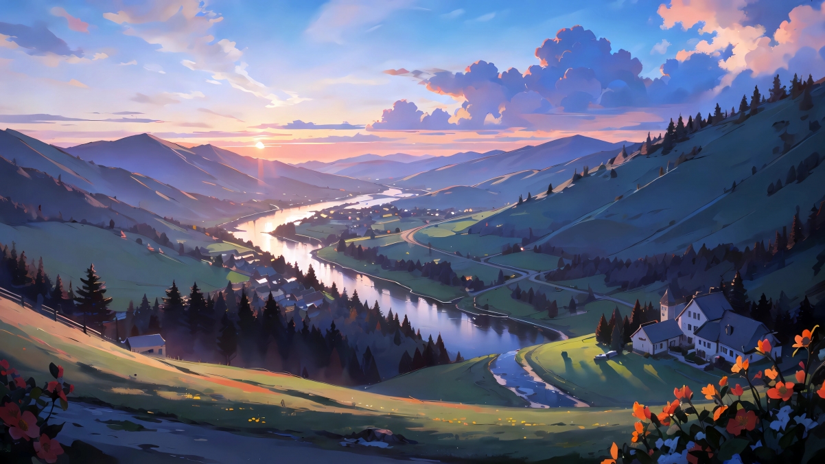 绝美日落山谷风景，超清4K壁纸，3840x2160高清大图，一键下载！