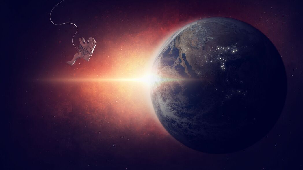 宇航员探索行星，穿宇航服飞行的惊艳瞬间，Photoshop精选4K壁纸，3840x2160高清背景图片下载