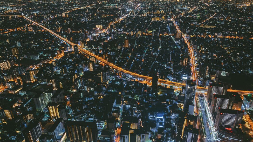 夜城之光，大阪俯瞰，璀璨灯光映日本，4K高清壁纸3840x2160下载
