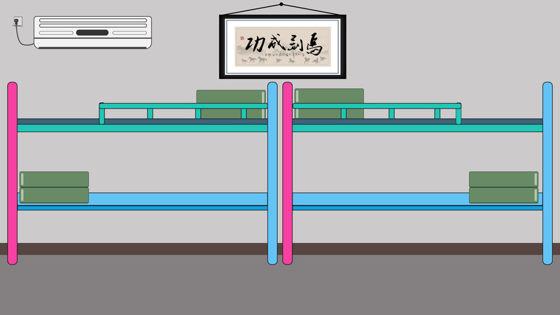 动画宿舍背景素材，高清JPG图片，卡通手绘AI设计免费下载